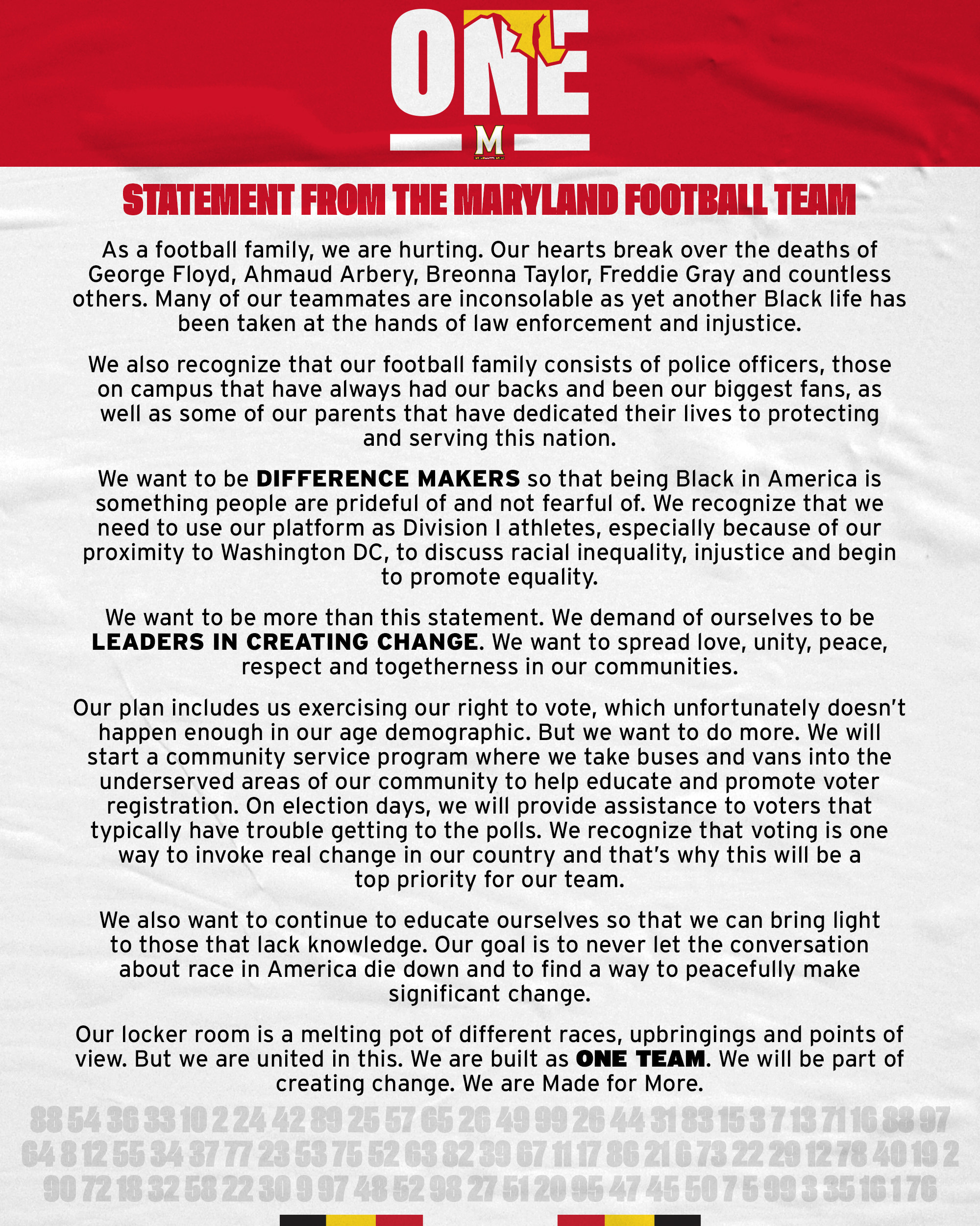 Maryland Football Statement