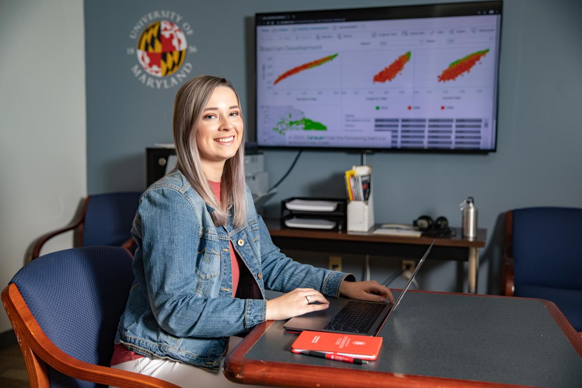 Student working on Data Visualization project