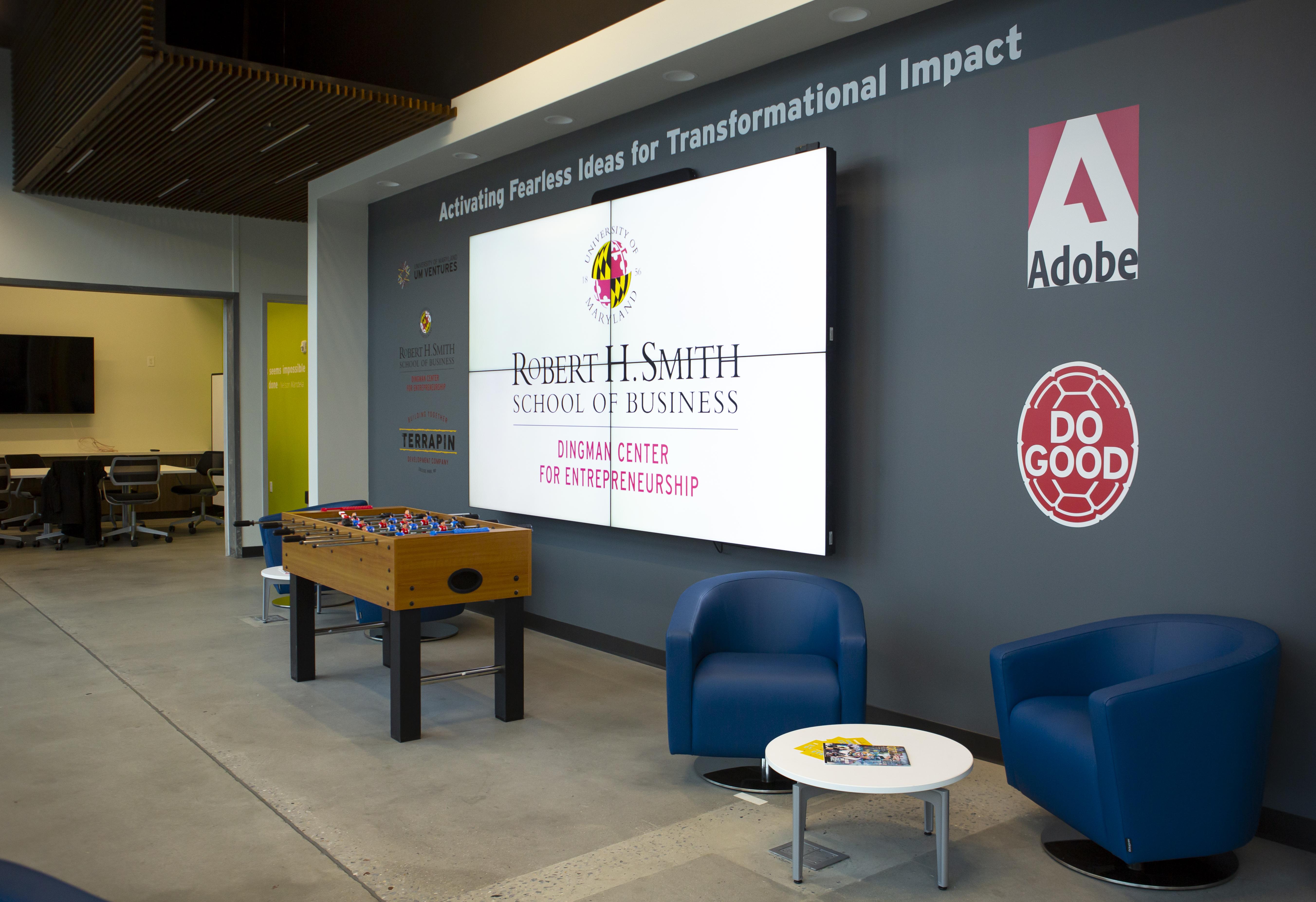 Startup UMD media wall and furniture