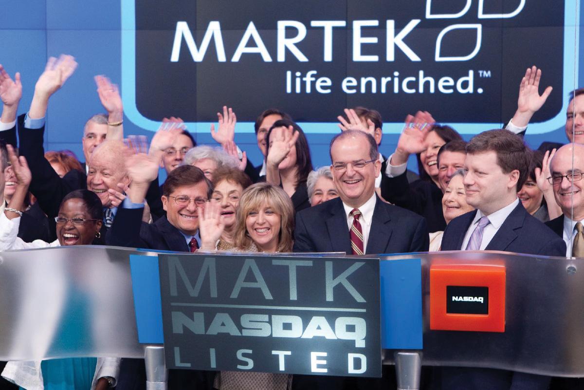 Pictured: Former Martek Chairman Steve Dubin (above the “K” in MATK) during a NASDAQ session.